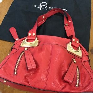 B Makowsky roomy red leather purse